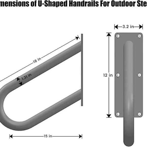 Outdoor Handrail for Steps - Outdoor Grab Bars Wall Mount for Steps, Hand Rails - Picture 2 of 8